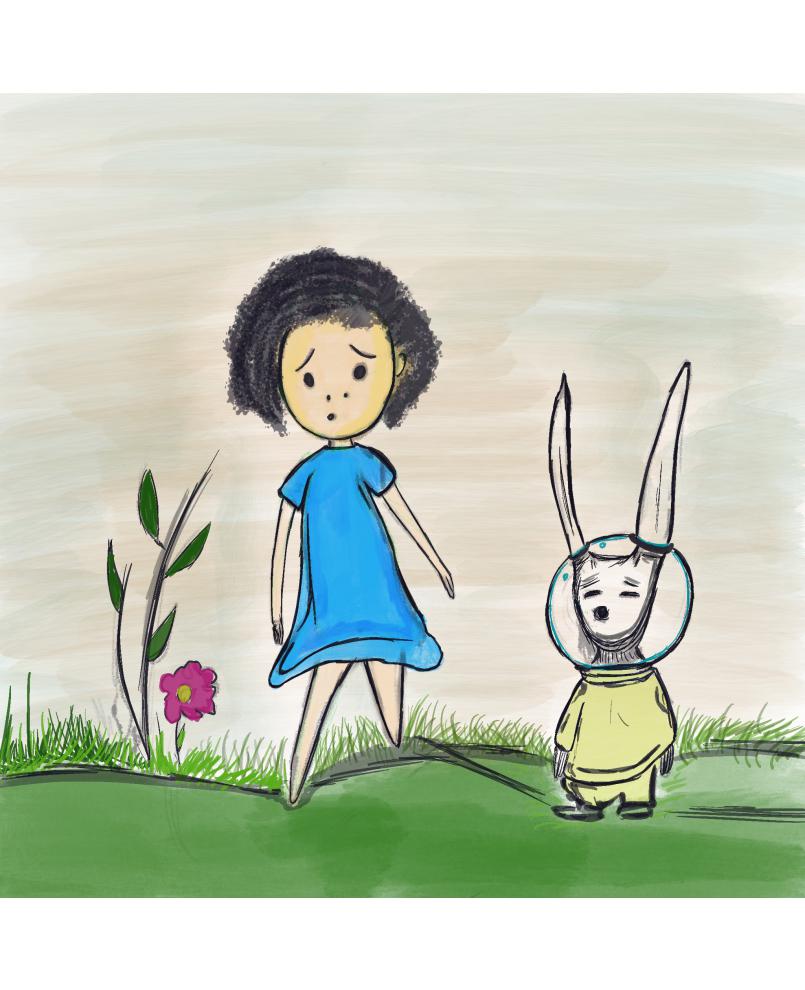 The girl and bunny astronaut