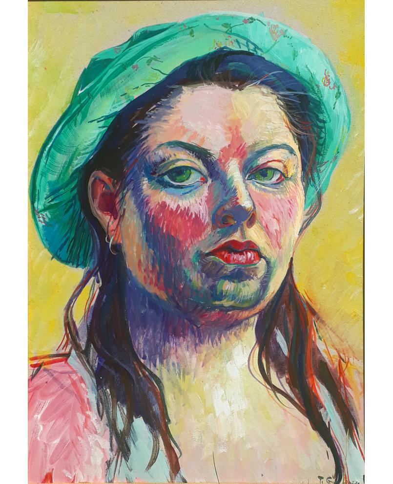 Self-portrait with sun hat