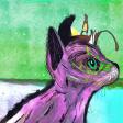 The purple cat and his companion