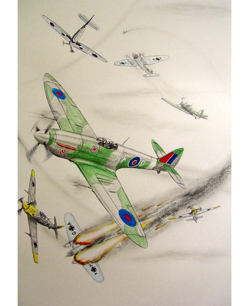 Bitwa o Anglię ilustracja-kredka (Battle of Britain illustration-crayons)